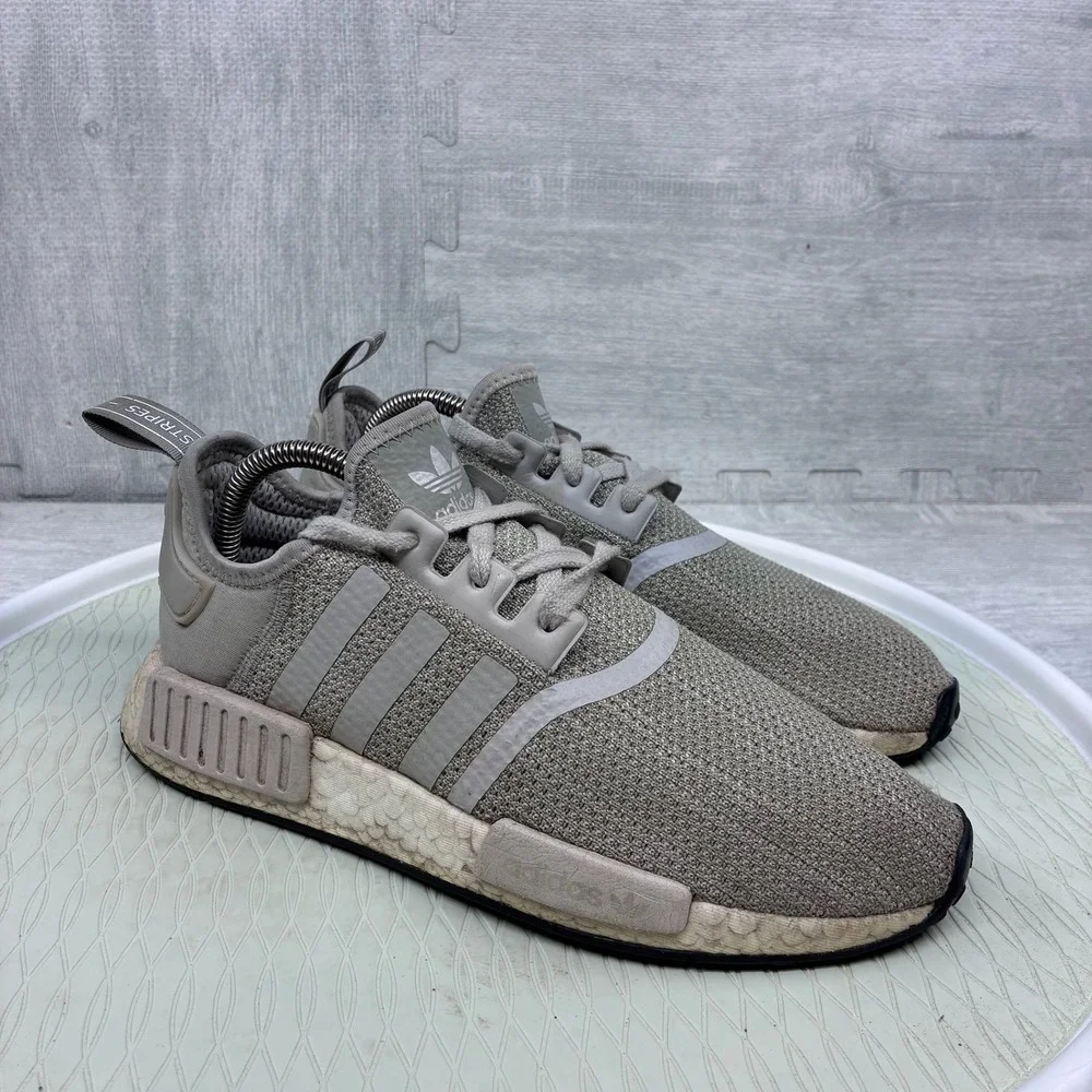 Adidas NMD R1 Sneakers Mens 8 Sesame Gray Mesh Athletic Running Shoes B76079